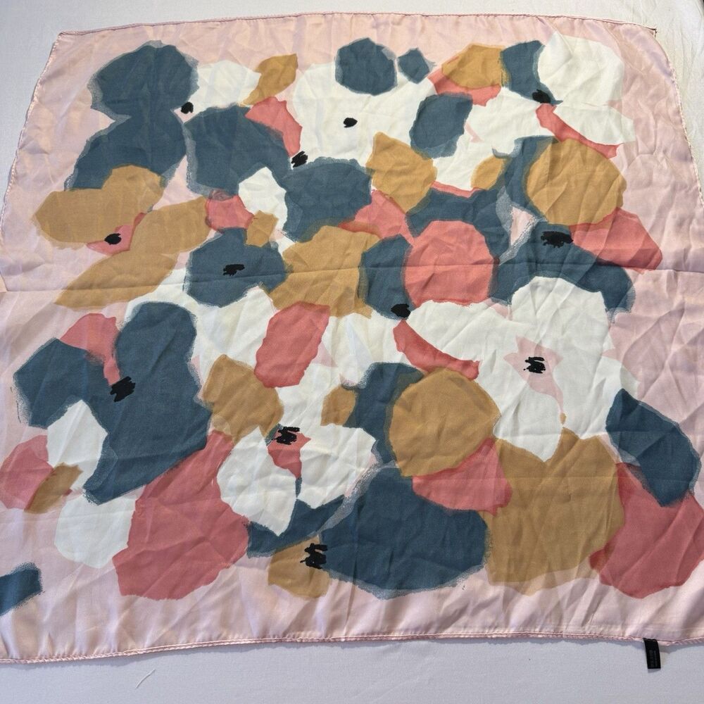 Abstract Pastel Scarf Pink Teal Mustard Lightweight Soft Wrap Shawl Headband